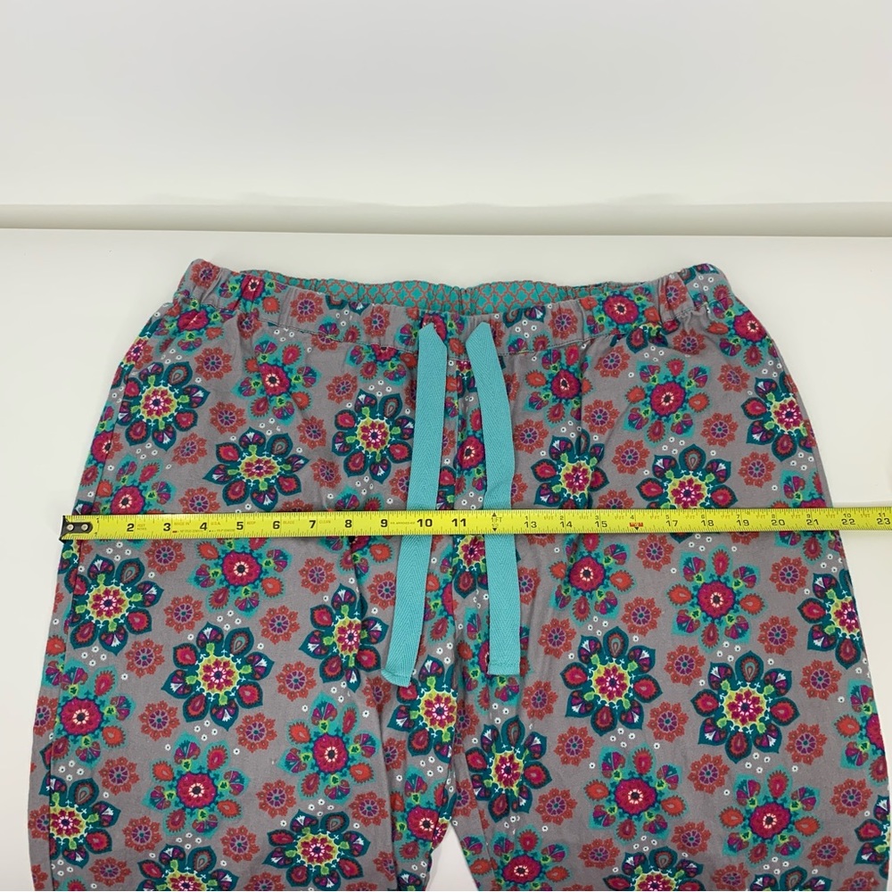 World Market Geometric Floral Boho Pajama Lounge Pants With Contrast Button Cuff - Picture 13 of 16